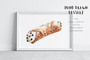 Itralian Cannoli Watercolor, a Food Illustration by Kolorata Art (Thumbnail 2 of 3)