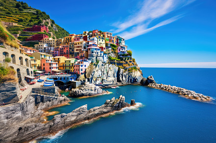 Colorful village of Manarola in Cinq, a Photo by Iftikhar Alam