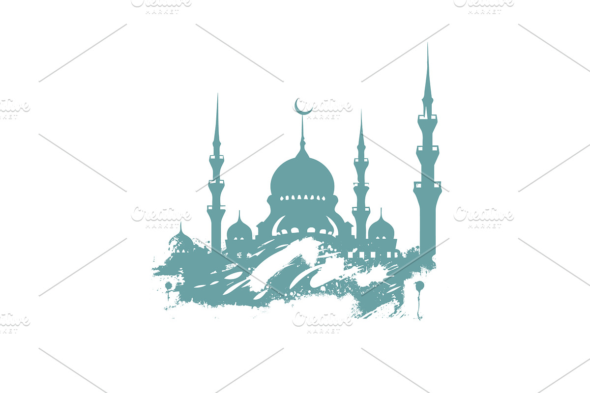 Ramadan monochrome blue symbol, an Illustration by Nenahliadava Design