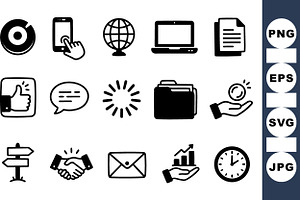Hand Drawn Business Icon Set, an Illustration by designvectx