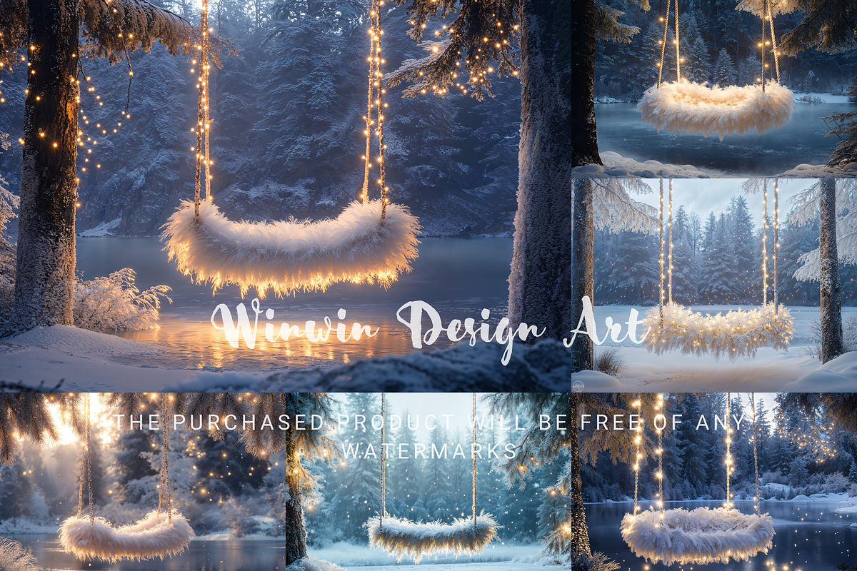 Winter Forest Swing Digital Backdrop, a Background Photo by Winwin Design Art (Photo 3 of 7)