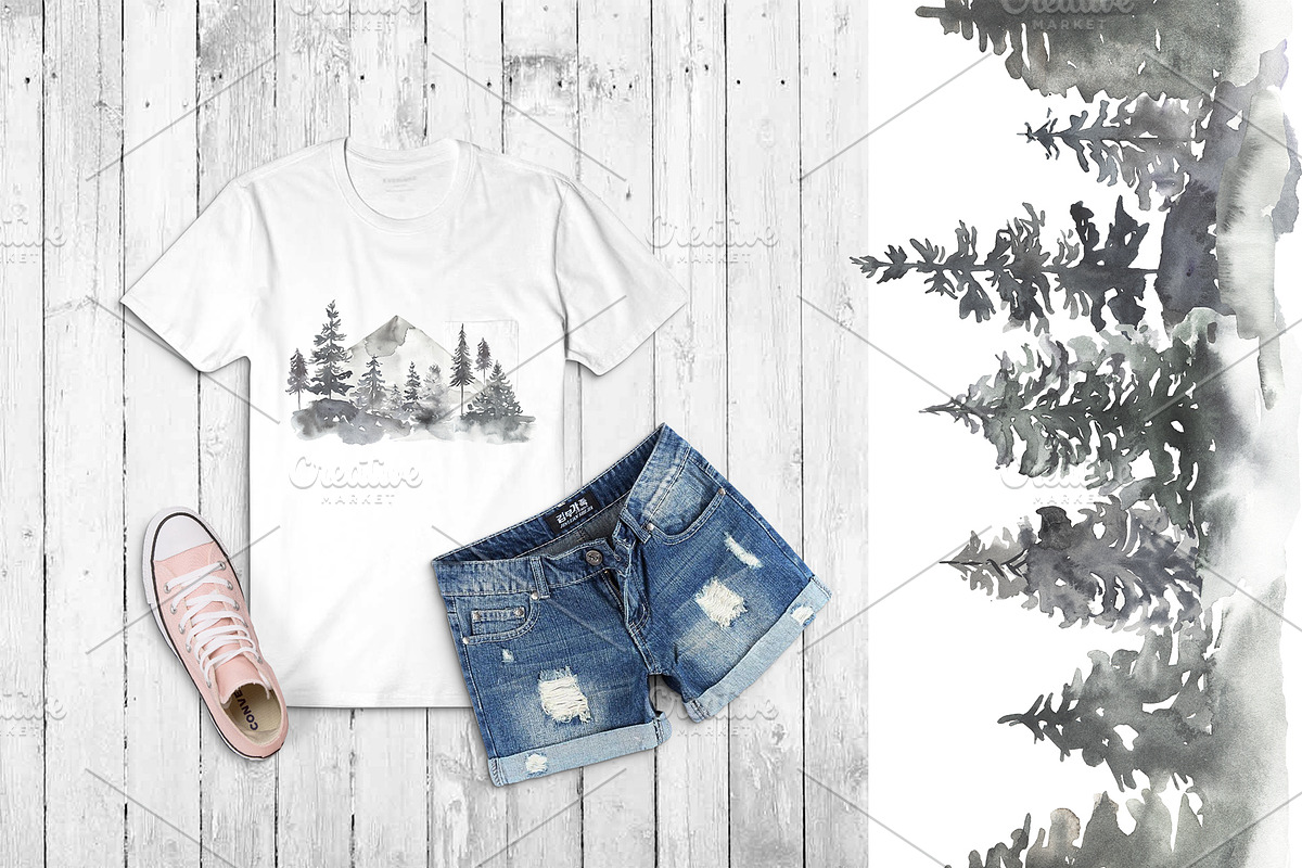 Watercolor Forest Collection, a Texture Illustration by MayaNavits (Photo 8 of 10)