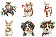 Christmas Animals Watercolor Clipart, an Illustration by DreamPrint404 (Thumbnail 3 of 5)