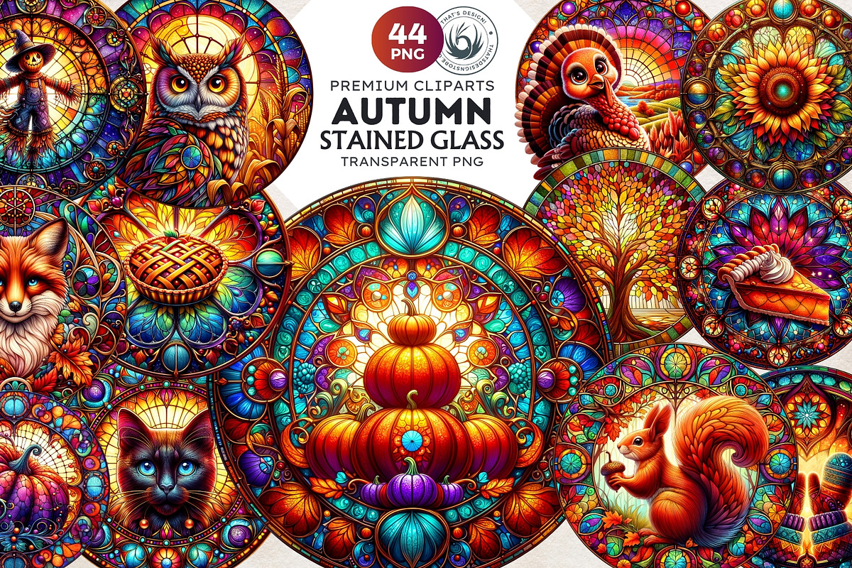 Autumn Stained Glass Round clipart, an Illustration by ThatsDesignArt (Photo 1 of 10)