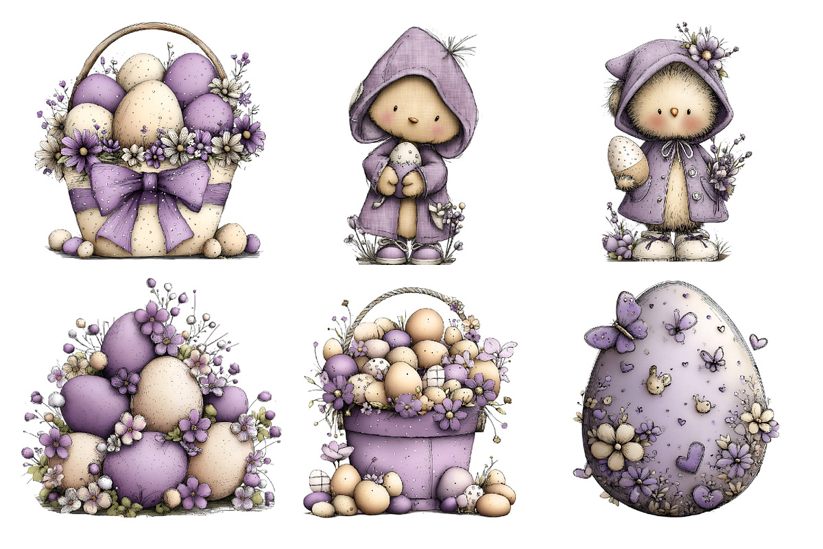 Watercolor Purple Easter Clipart Bun, an Illustration by GatewayDesign (Photo 5 of 5)