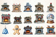Christmas Fireplace Clipart, an Illustration by Rose Art (Thumbnail 2 of 4)