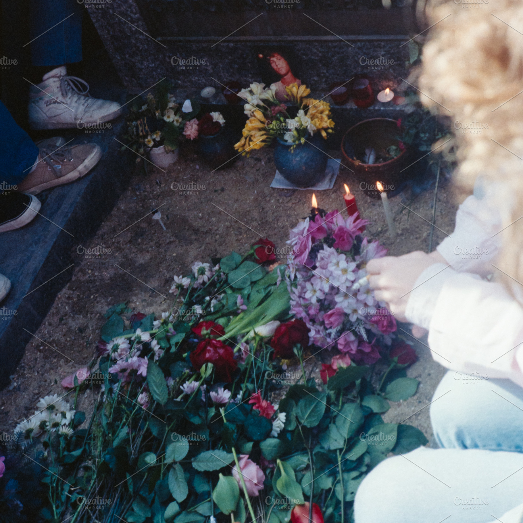 Historical view of Jim Morrison grave at Pere Lachaise Cemetery, a Photo by WorldOfPhotos
