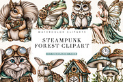 Steampunk Forest Clipart Bundle, a Seasonal Illustration by BusyDaydesign (Thumbnail 1 of 9)