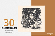 Vintage Linocut Christmas Kit, a Seasonal Illustration by DariSmartArt (Thumbnail 8 of 18)