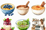 Watercolor Oatmeal Breakfast Clipart, an Illustration by Craft Nest (Thumbnail 5 of 6)