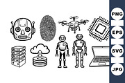Tech Robot And Cybersecurity Svg, an Illustration by designvectx (Thumbnail 1 of 3)