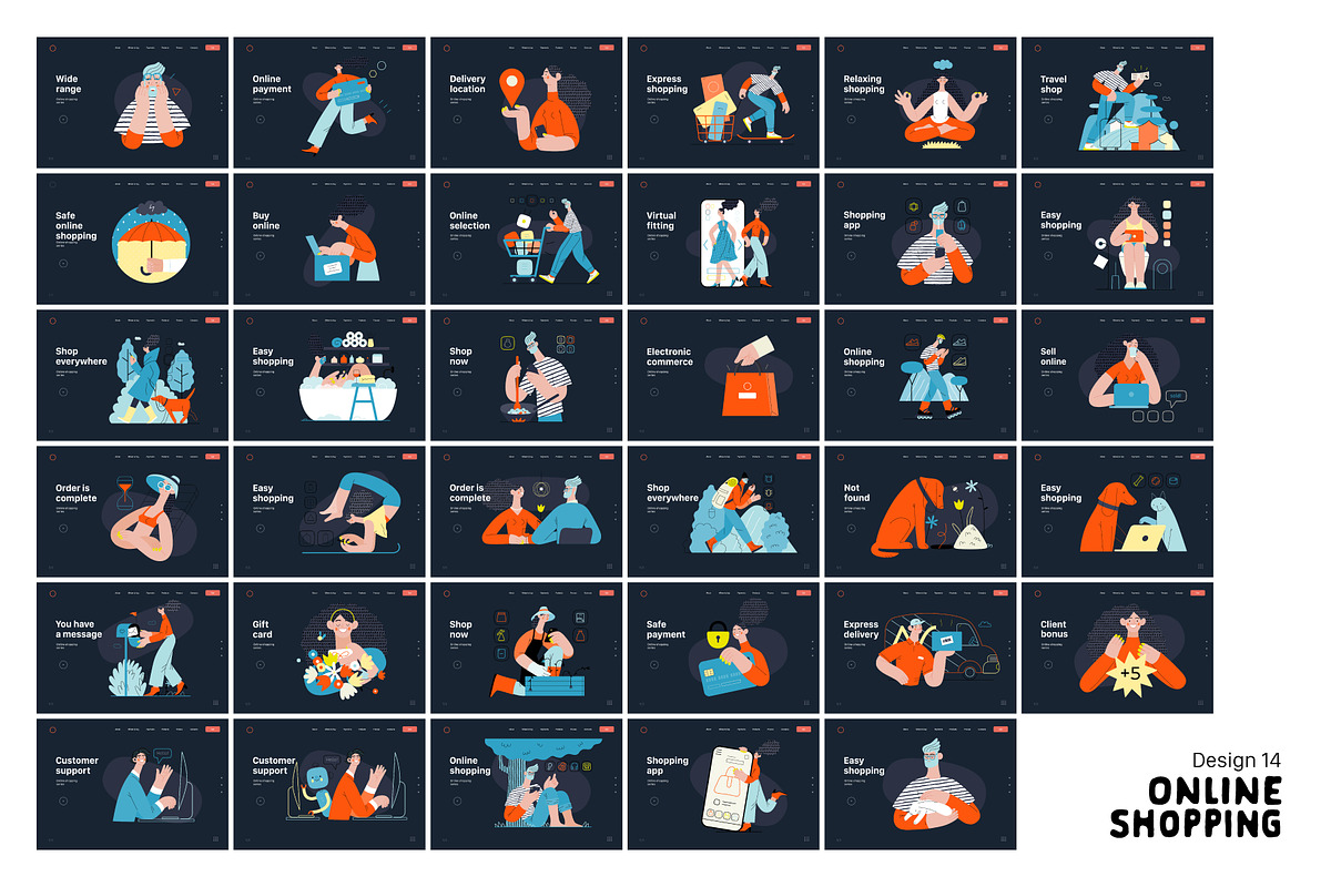 Online Shopping vector illustrations, a Templates & Theme by Grivina's shop (Photo 26 of 26)