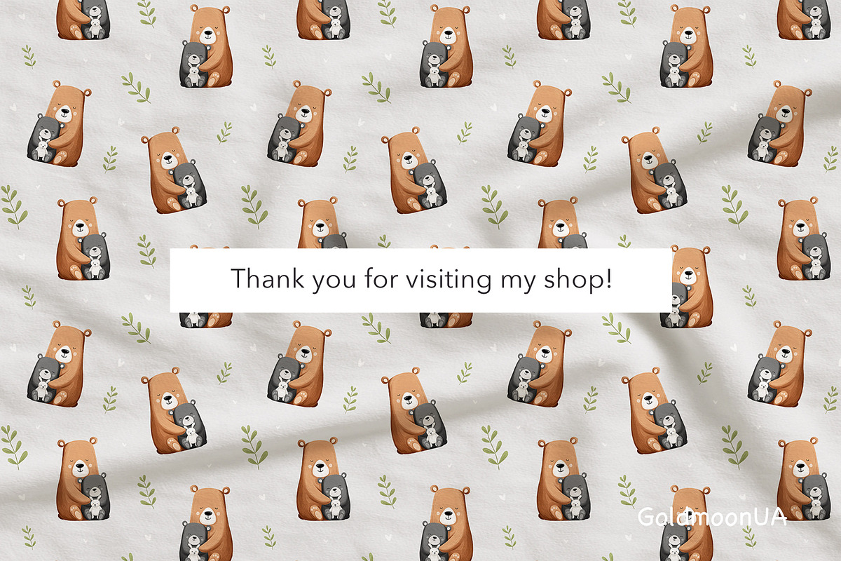 Bear Hug Patterns & Clipart, an Animal Illustration by GoldmoonUA (Photo 5 of 5)