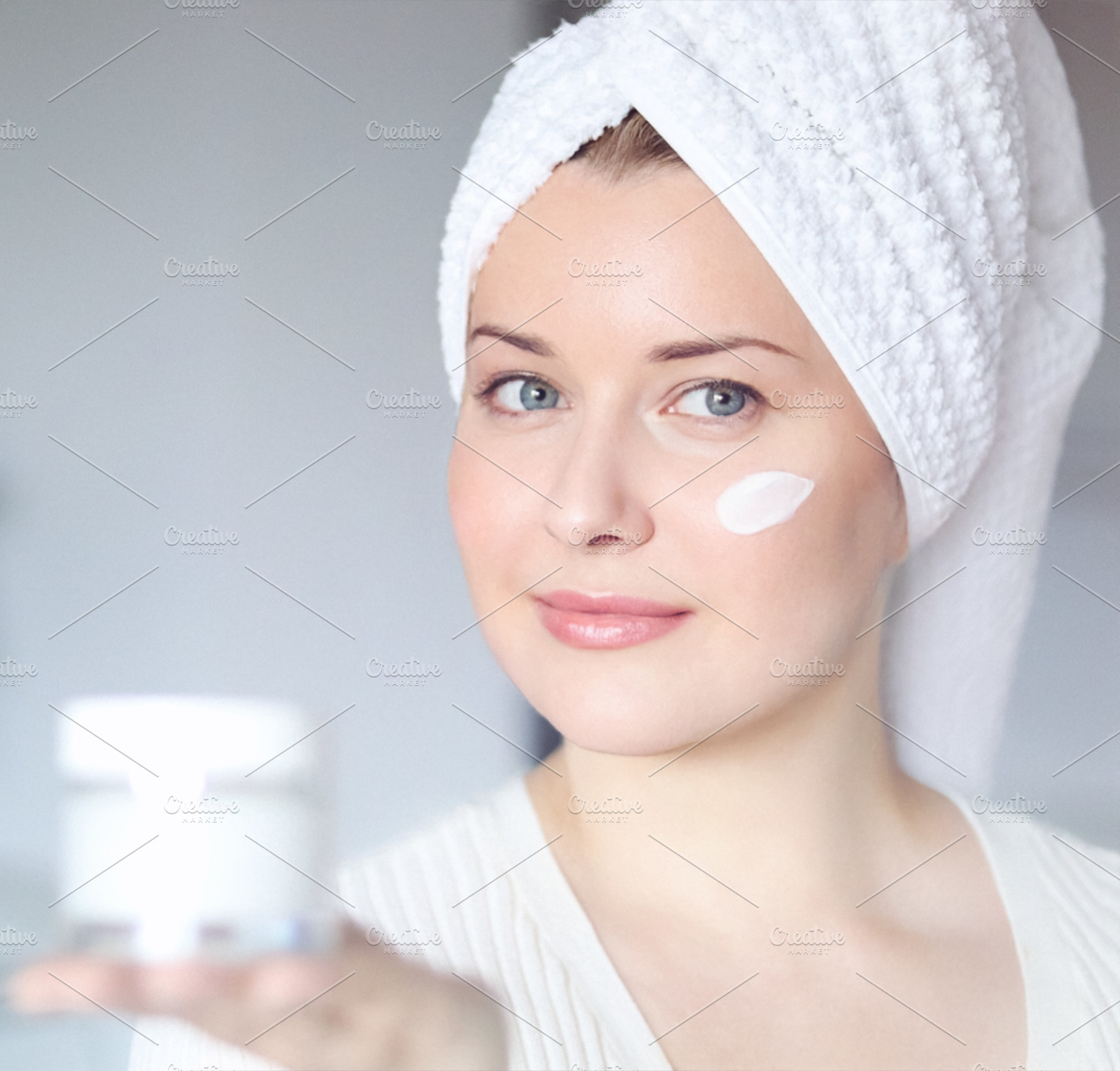 Skincare routine, morning beauty and wellness, fresh and clean a, a Person Photo by Anneleven