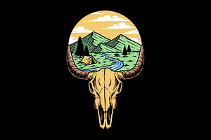 bones and nature illustration, an Animal Illustration by gunaonedesign