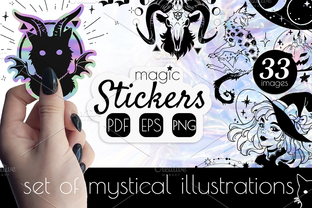 Stickers WITCHY vibe, an Animal Illustration by Victoria Bat (Photo 1 of 5)