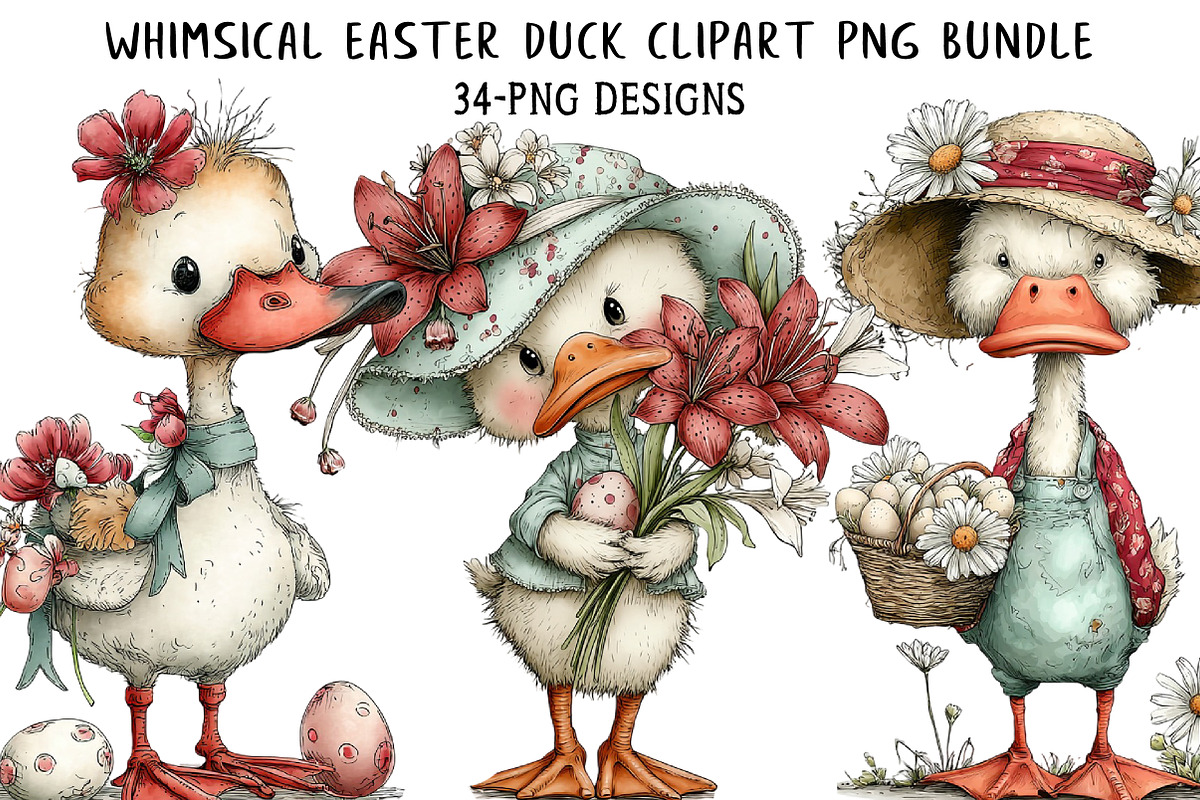 Whimsical Easter Duck Clipart Png, an Illustration by Daily.Designs (Photo 1 of 8)