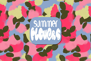 Vibrant bold neon flowers pattern