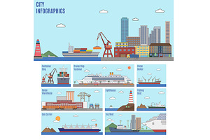 City infographics. Sea port