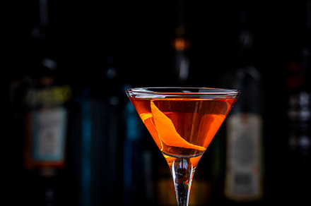 Bobby Burns strong cocktail drink with scotch whiskey, vermouth
