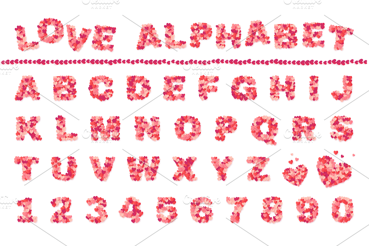 Love Alphabet Made of Heart Confetti, an Object Graphic by Art of Sun (Photo 1 of 3)