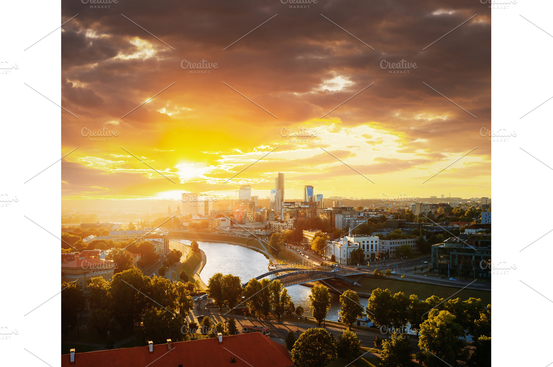 Sunset Sunrise Cityscape Of Vilnius, an Architecture Photo by Our Amazing World