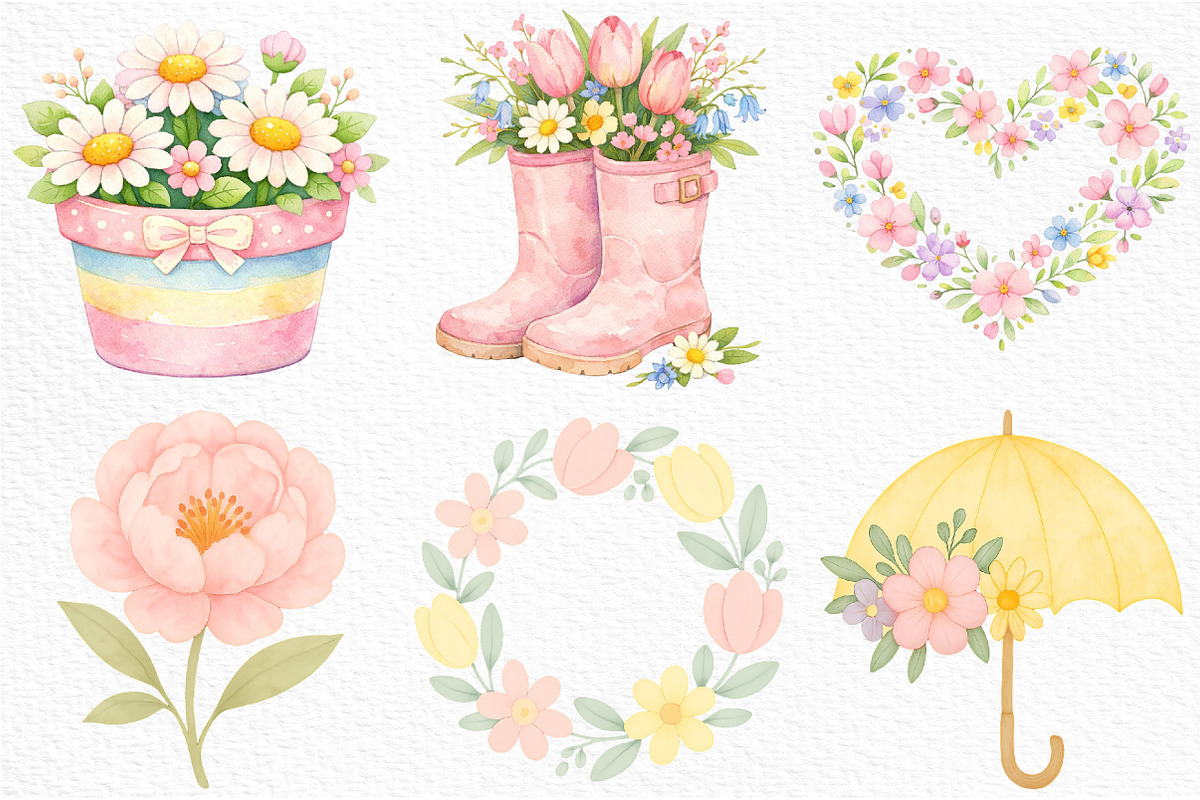 Pastel Spring Clipart PNG, an Illustration by Craft Nest (Photo 3 of 6)
