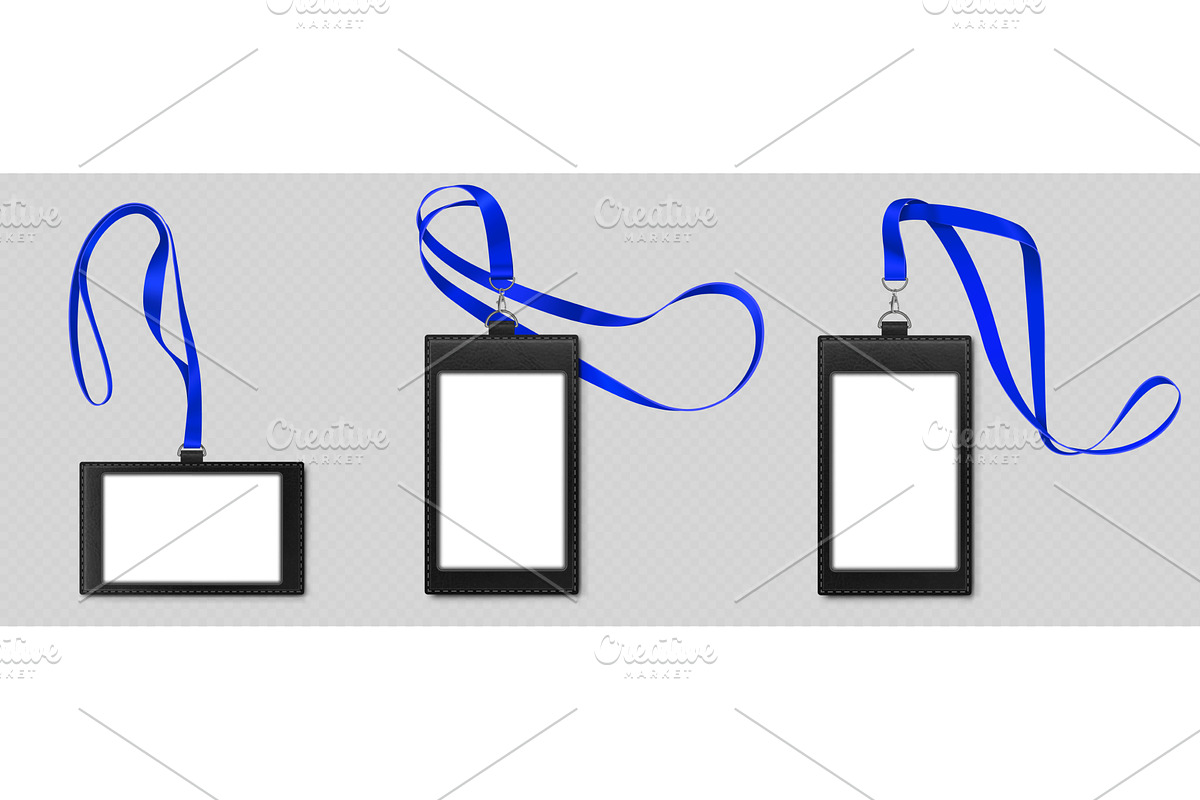 Id badge mockup, black leather card, an Object Illustration by art PVP - market