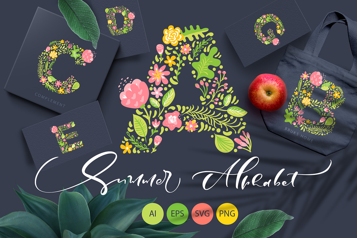 Hand Drawn Summer Flower Alphabet SV, an Object Graphic by Happy Letters (Photo 1 of 6)