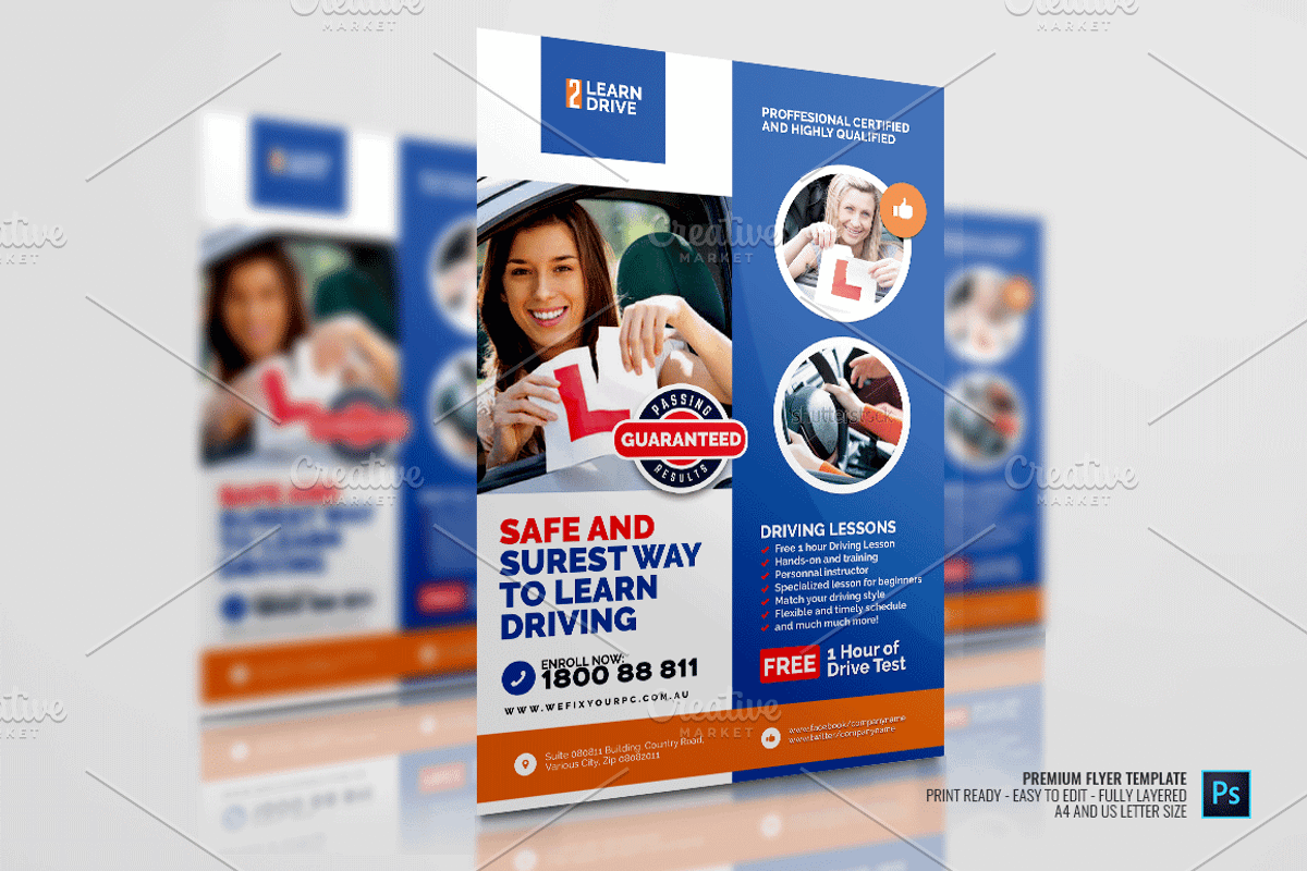 Driving School Promotional Flyer, a Flyer Template by PSDPixel