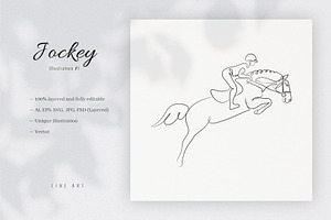 Jockey 1. Line Art Illustration