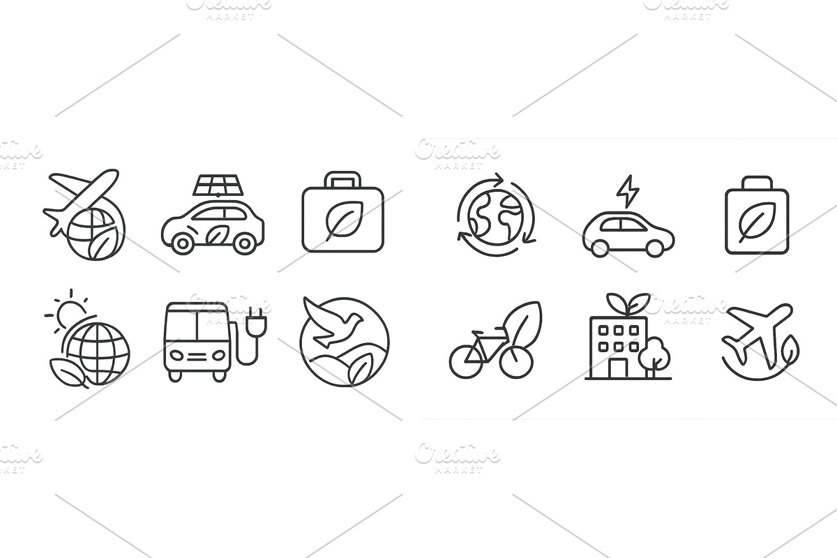 Icons representing sustainable, a Transportation Illustration by ZinetroN