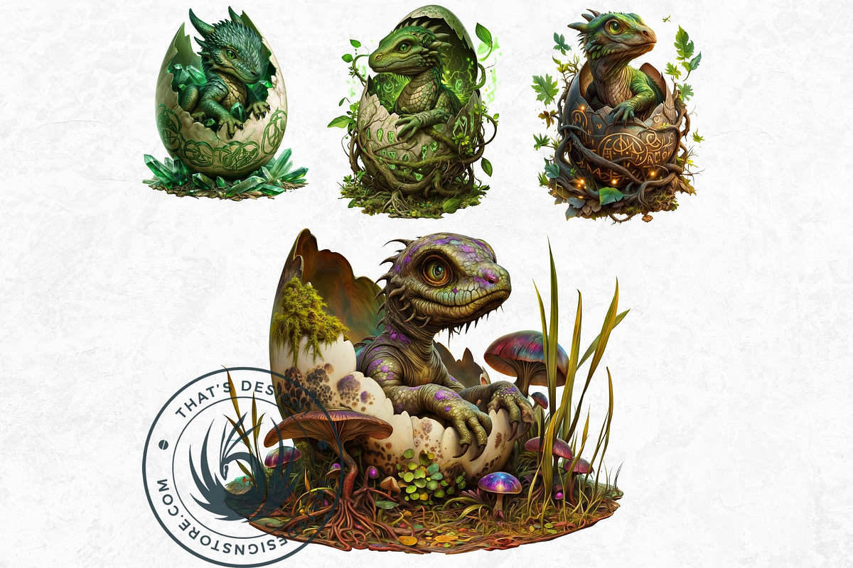 Newborn Dragons clipart set, an Animal Illustration by ThatsDesignArt (Photo 5 of 10)