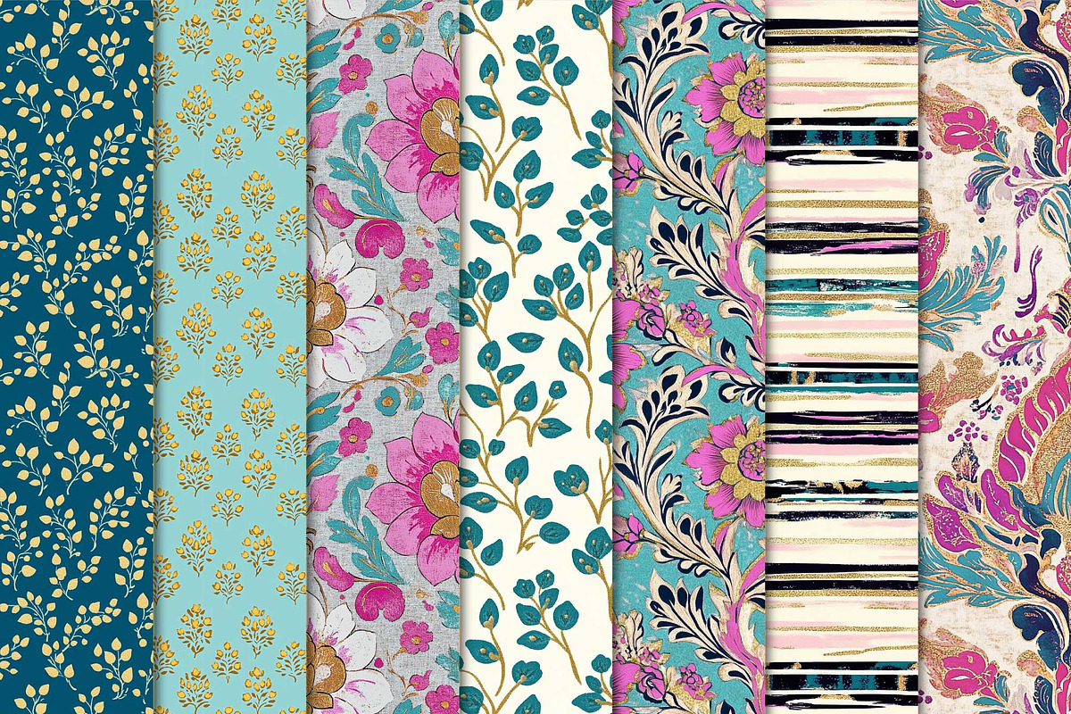 Colorful Block Print Patterns, a Pattern Graphic by Maishop