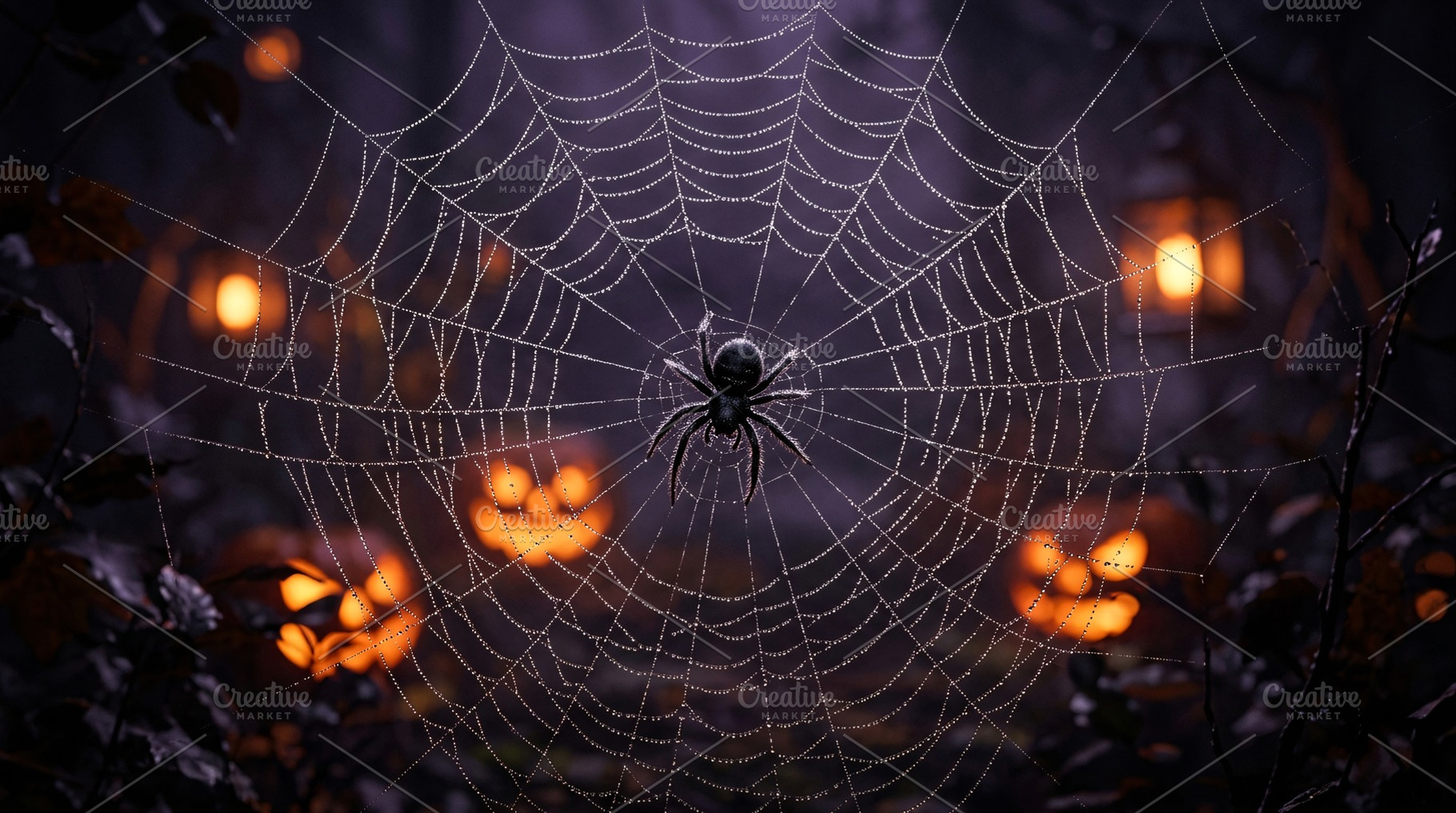 Spider Web in Halloween Night Scene, a Wallpaper Photo by Rafoz