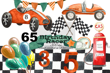 Vintage race cars clip art, a Transportation Illustration by HabitusDesigns