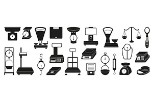 Black scales icons. Different type, a Technology Illustration by Valerie Bodnar