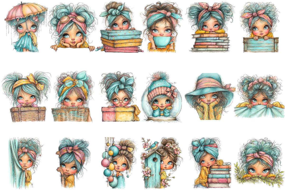 Whimsical Quirky Girl Peeking, an Illustration by Pixels.Craft (Photo 2 of 5)