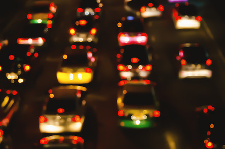 Bokeh of evening traffic jam featuring traffic, jam, and bokeh, a Transportation Photo by Casanowe-studio
