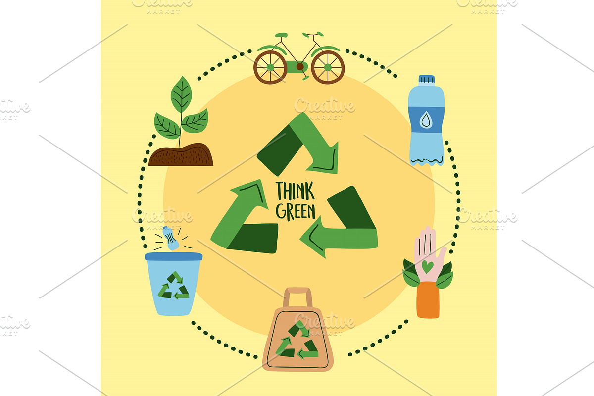 seven eco friendly icons, an Illustration by studiogstock