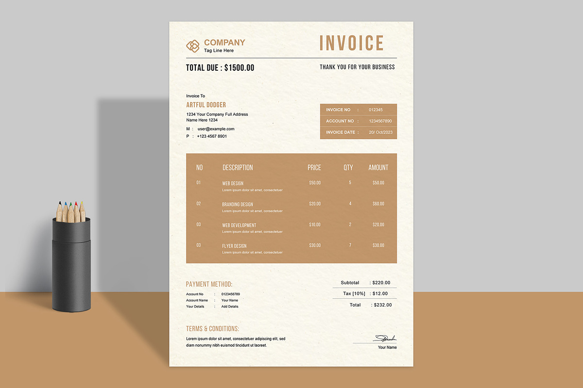 Invoice Design Layout, a Stationery Template by ContestDesign (Photo 1 of 2)
