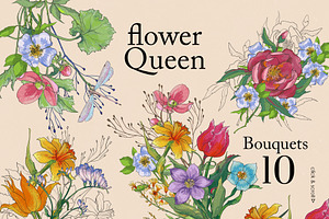 Flower Queen. Botanical Vintage