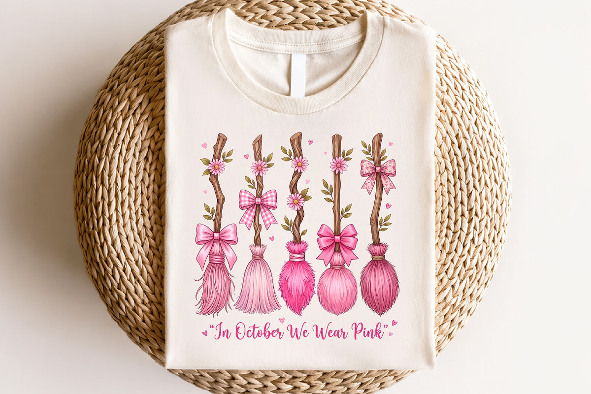 In October We Wear Pink Broom PNG, a Seasonal Illustration by CraftArtStudio (Photo 4 of 4)