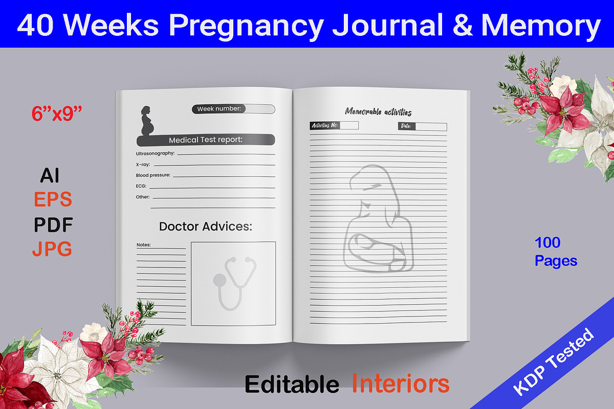 40 Weeks pregnancy journal & memory, a Graphic by Hitubrand (Photo 3 of 4)