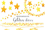 Watercolor gold stars clip art, an Illustration by SandraGraphicDesign (Thumbnail 1 of 3)