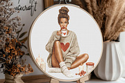 Girl with Coffee Cross Stitch PDF, a Templates & Theme by LeCoqDesign (Thumbnail 2 of 6)