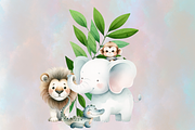 Watercolor Safari Animals Clipart, an Object Graphic by Agnesagraphic (ID 95) (Thumbnail 11 of 12)