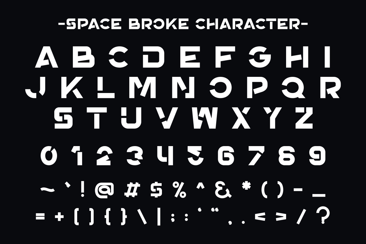 Space Broke - Modern Futuristic Font, a Sans Serif Font by Pian45 Studio (Photo 7 of 7)