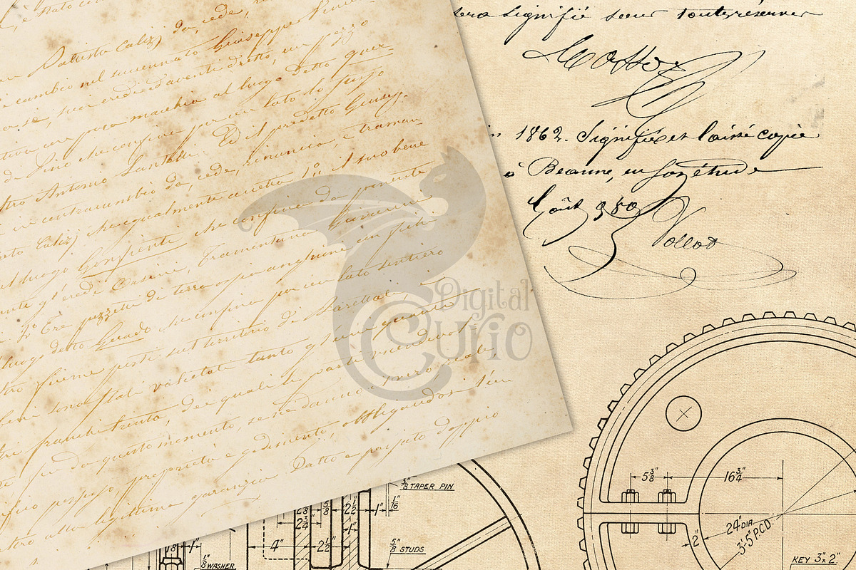 Mechanical Steampunk Digital Paper, a Texture Graphic by Digital Curio (Photo 2 of 5)