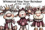 Whimsical New Year Reindeer Clipart, an Illustration by CraftArtStudio (Thumbnail 1 of 6)